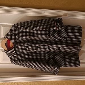 Vintage Black & White Wool Coat 12P